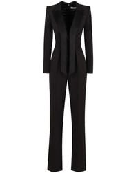 Elisabetta Franchi - Crêpe Jumpsuit Met Satijnen Revers - Lyst