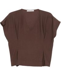 PHILIA LOFT - V-Neck Short-Sleeve Blouse - Lyst