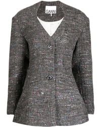 Ganni - Fitted Wool Blazer - Lyst