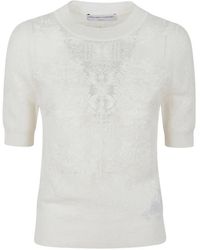 Ermanno Scervino - Lace-Knit Short-Sleeve Sweater - Lyst