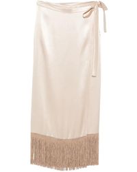THE NINA STUDIO - Fringe-Trim Wrap Skirt - Lyst