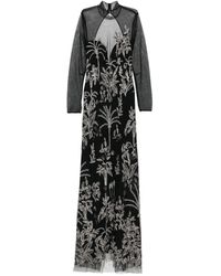 Costarellos - Maxikleid Mit Blumenstickerei - Lyst