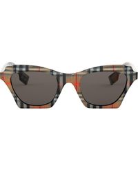 Burberry Checked Square Frame Sunglasses - Multicolour