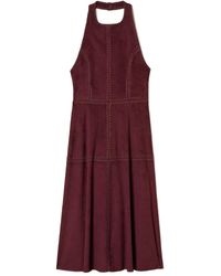 Twinset - Embroidery Suede Midi Dress - Lyst