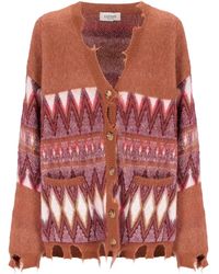 Laneus - Frayed Pattern Cardigan - Lyst