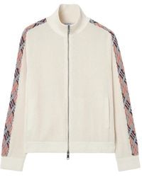 Burberry - Check Trim Cotton Track Jacket - Lyst