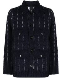 Sacai - Striped Bouclé Shirt Jacket - Lyst