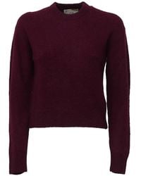 MC2 Saint Barth - Aubergine Lucille Soft Alpaca Wool-Blend Crew-Neck Knit Sweater With Logo Embroidery - Lyst