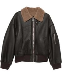N°21 - Shearling-Collar Leather Jacket - Lyst