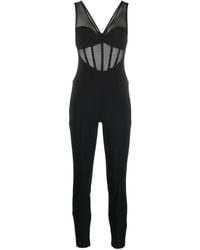 Elisabetta Franchi - Bustier Tulle-Inserts Jumpsuit - Lyst