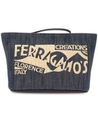 Ferragamo - Logo-print Denim Make Up Bag - Lyst