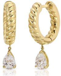 Anita Ko - 18kt Yellow Gold Small Zoe Diamond Hoop Earrings - Lyst