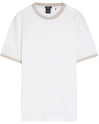 BOSS - Ribbed Trim T-Shirt - Lyst