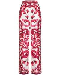 Dolce & Gabbana - Pantalón de sarga con estampado Maiolica - Lyst