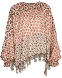 Biyan - Blouse Met Geborduurde Zoom En Print - Lyst