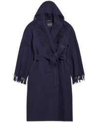 Balenciaga - Manteau en laine vierge à franges - Lyst