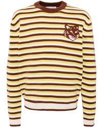 Maison Kitsuné - Intarsia Gestreepte Trui Met Vossenkop - Lyst