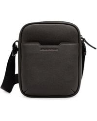 ARMANI EXCHANGE - Logo-Plaque Pebbled-Effect Messenger Bag - Lyst