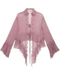 Blumarine - Lace-Trim Ruffled Blouse - Lyst