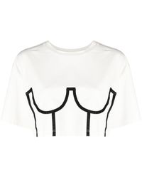 Murmur Cropped Corset-print T-shirt - White