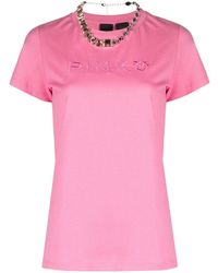 Pinko - Embroidered Logo T-shirt - Lyst