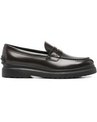 Tod's - Logo-Plaque Leather Loafers - Lyst