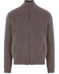 Agnona - Ribbed High-Neck Zip-Front Cardigan - Lyst