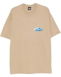 Stussy - Wave Oval Logo-Print Cotton T-Shirt - Lyst