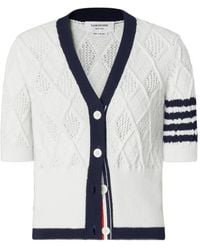 Thom Browne - Argyle Pointelle 4-Bar Cardigan - Lyst