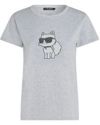 Karl Lagerfeld - Camiseta Ikon Choupette con strass - Lyst