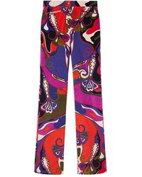 PUCCI - Orchidee-Print Straight Velvet Trousers - Lyst