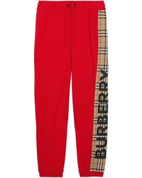 Burberry Pantalones de chándal con panel Vintage Check - Rojo