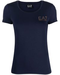 EA7 - T-shirt Met Logo Applicatie - Lyst