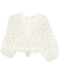 Sandro - Davina Floral-Print Lace-Detail Top - Lyst
