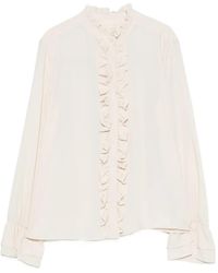 iBlues - Ruffled-Detail Long-Sleeve Blouse - Lyst