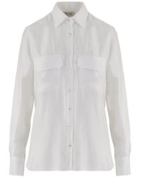HER SHIRT HER DRESS - Flap-Pocket Silk Shirt - Lyst