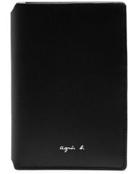 agnès b. - Bi-Fold Leather Logo Card Holder - Lyst