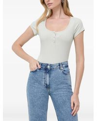 Guess - Ribbed-Knit Crystal-Embellished T-Shirt - Lyst