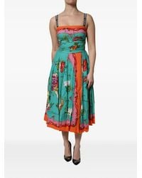 Dolce & Gabbana - Floral-Print A-Line Midi Dress - Lyst