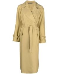 Alberta Ferretti - Wrap-Over Silk Trench Coat - Lyst