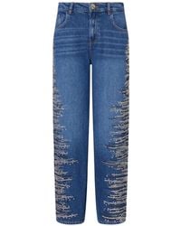 Liu Jo - Straight Jeans With Jewel Embroidery - Lyst