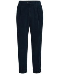 Brunello Cucinelli - Katoenen Ribfluwelen Broek Met Plooi En Stukgeverfde Afwerking - Lyst
