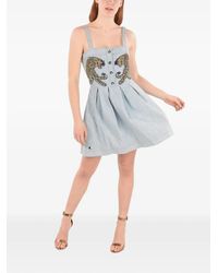 Philipp Plein - Embellished Pleated Denim Mini Dress - Lyst