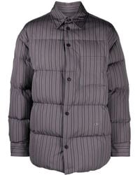 Off-White c/o Virgil Abloh - Logo-Embroidered Striped Puffer Jacket - Lyst