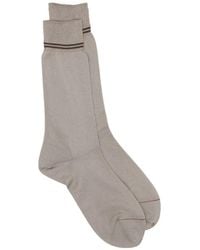 ZEGNA - Stripe-Detail Ribbed-Cuff Socks - Lyst