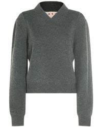 Marni - Ribbed-Knit V-Neck Sweater - Lyst
