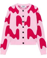 MSGM - Abstract-Pattern Button-Up Cardigan - Lyst