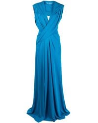 Alberta Ferretti - Draped Open-Back Slouch-Hood Gown - Lyst