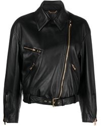 Versace - Leather Biker Jacket - Lyst