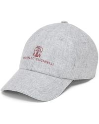 Brunello Cucinelli - Baseballkappe Aus Flanell Mit Stickerei - Lyst